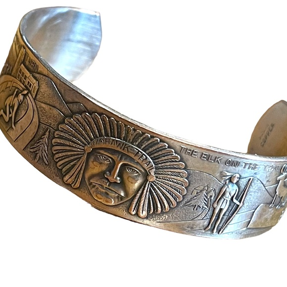 Vintage Copper silver Southwestern Navajo Etched Indian Mens Cuff bracelet - Picture 6 of 9